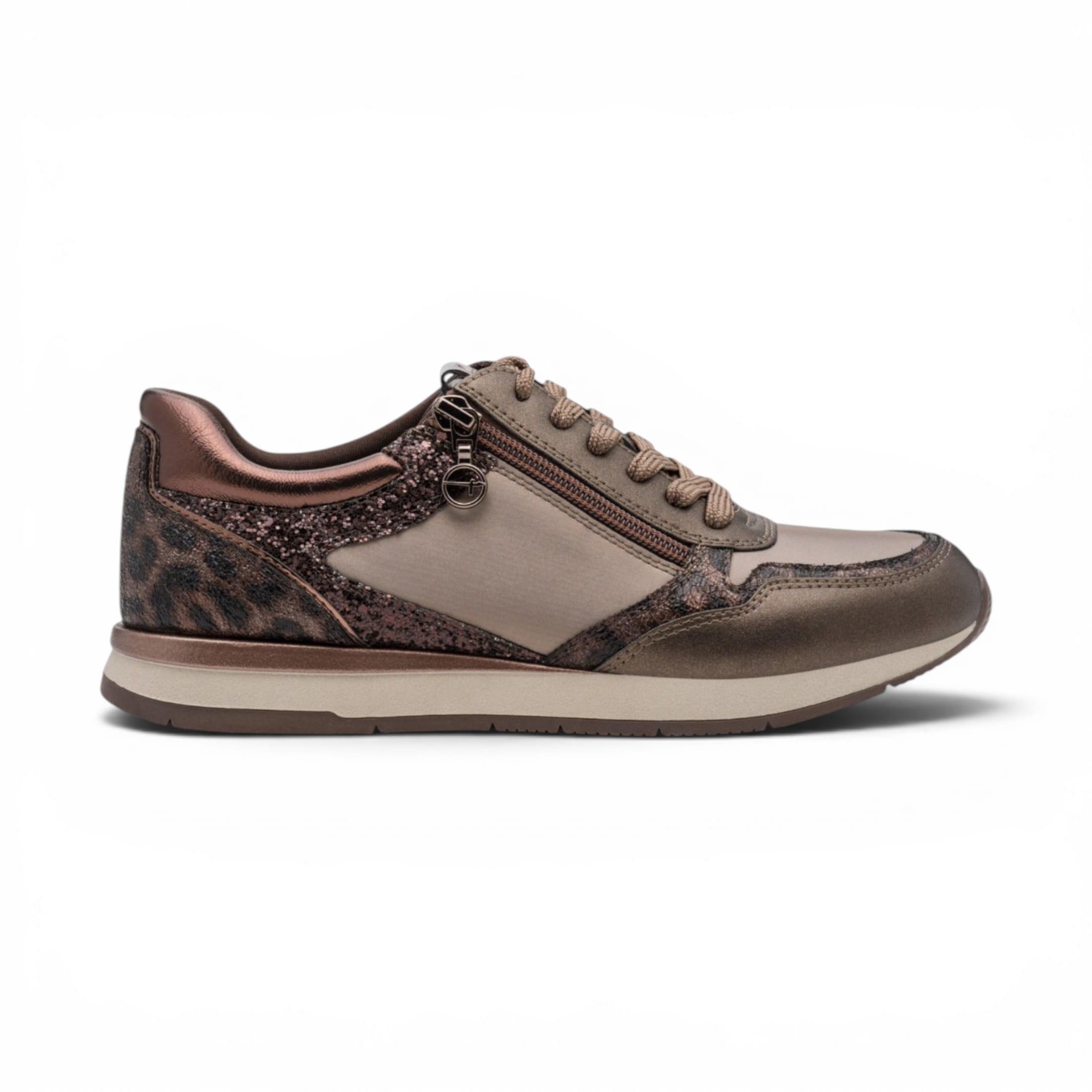 Tamaris Damen Taupe Kunstleder-Mode-Schnürschuhe – 23613-46