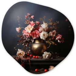 WANDBILD Stilleben - Blumen - Rosen - Blumenstrauß - Vase Wanddeko 40x40 cm
