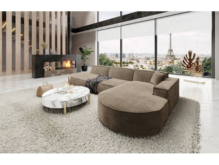 Sofa Dreams Ecksofa Design Stoffsofa Samtstoff Ecksofa Alegranza L Lounge Stoff Sofa, Loungesofa