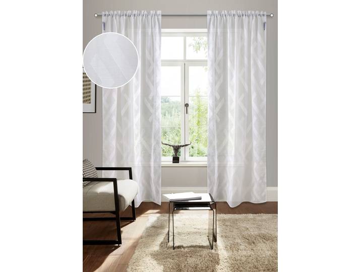 Gardine BRUNO BANANI Lynn, 1 Stück, halbtransparent, Scherli Gr. 3, weiss (weiß), B:140cm H:225cm, Scherli, Polyester, Gardinen, Gardine, schöner Schal, Scherli, zeitlos und modern