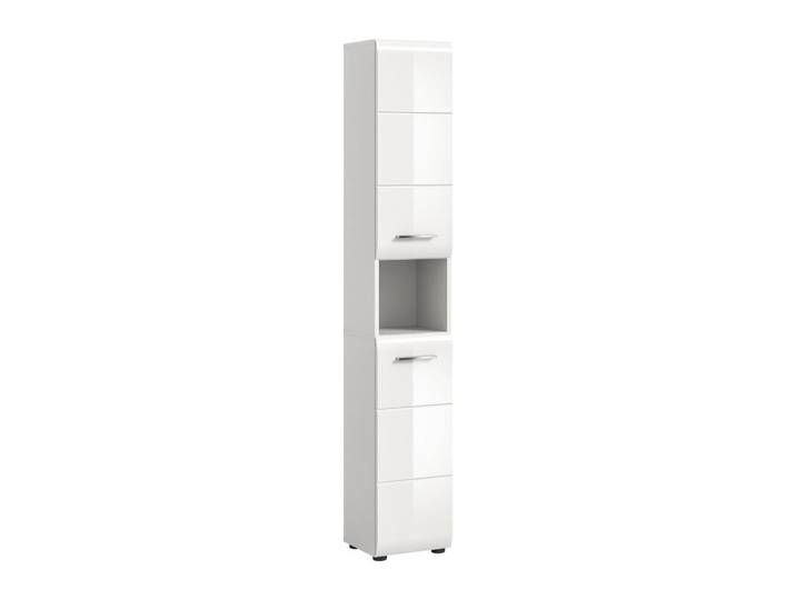 Homes & Jones Hochschrank ICE (B/H/T: ca. 30/185/30 cm) in Weiß/weiß hochglanz, Recyclingholz, 30x185x30 cm, Badezimmer, Badmöbel, Hochschränke
