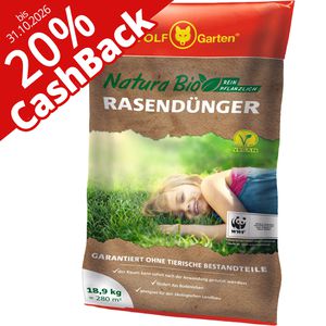 Wolf-Garten Dünger NR 18,9 Natura Bio Rasendünger, 20% Cashback, Langzeitwirkung, 18,9 kg für 280m²