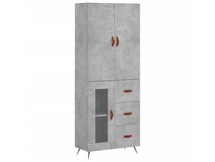 Roanoer Highboard Betongrau 69,5x34x180 cm Schrank mit Türen Holzwerkstoff Stilvoller Schrank für Wohnzimmer und Essbereich mit reichlich Stauraum hinter praktischen Türen und stabilen Metallfüßen.