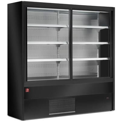 Gekühltes Wandregal, belüftet, mit Schiebetüren aus Glas - SCHWARZ (PD20/B5-R2C)