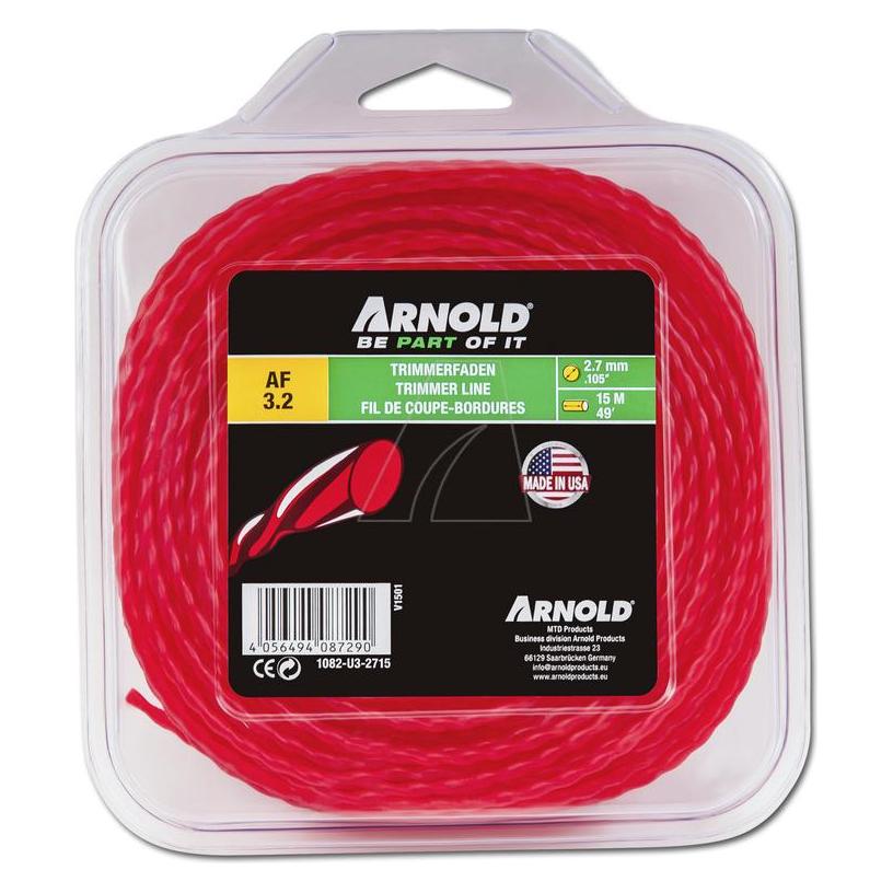 Arnold Trimmerfaden, rund, gedreht, rot, 2,7 mm, 15 m (Rasentrimmer) (1082-U3-2715)