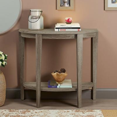ZWYO HOSIMU "36"" Laminate Half-Moon Accent Table - Contemporary 2-Tier Console for Living Room & Bedroom with Fixed Shelf"