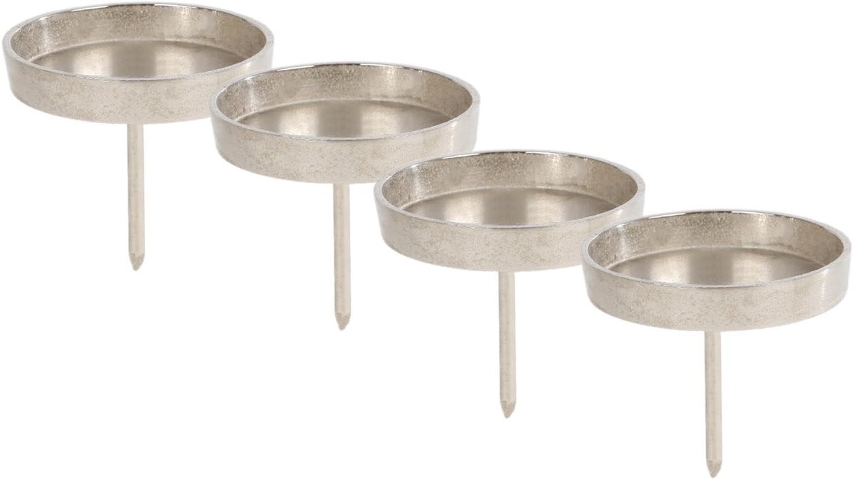 Dailygoody Aluminium kaarsenpick voor stompkaarsen - Set van 4 - Zilver