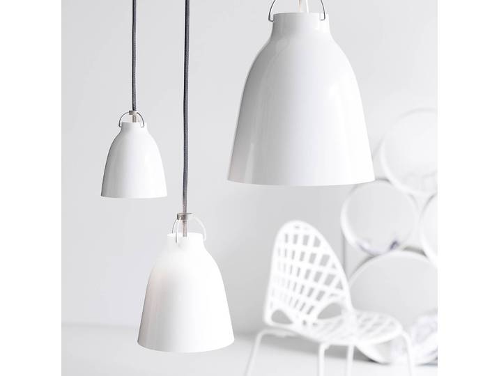 FRITZ HANSEN Designer Hängelampe Caravaggio P1, dimmbar, weiß / opal, für Wohn- / Esszimmer, Aluminium, Design, Pendelleuchte