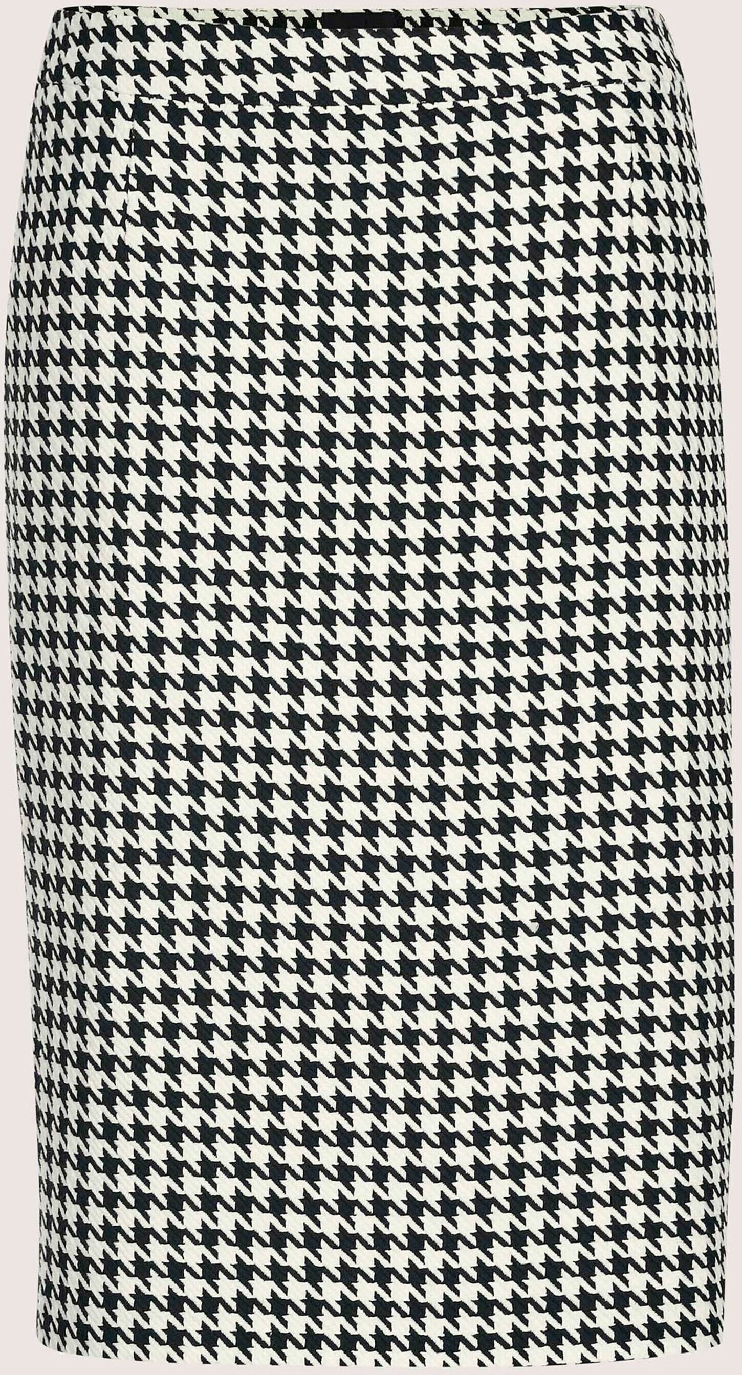 Bleistiftrock MADELEINE "Bleistiftrock Midi Hahnentritt-Rock", Damen, Gr. 36, schwarz (perlweiß, schwarz), Obermaterial: 42% Baumwolle CO. 40% Polyester PES. 18% Viskose CV., Modern, Röcke Bleistiftrock, Hahnentritt-Pencilskirt
