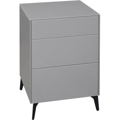 Kommode MÄUSBACHER "Imola", grau (kreidegrau matt lack, glas kreidegrau glanz), Füße aus Metall,2 Packstücke, 2 Stk., 0 Stk., Sideboards, Kommode, Mäusbacher Kommode mit Glasfront und Glasoberplatte
