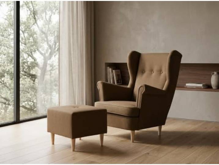 Family Meble Ohrensessel mit Fußhocker Ari Aura – Variante Monolit 9