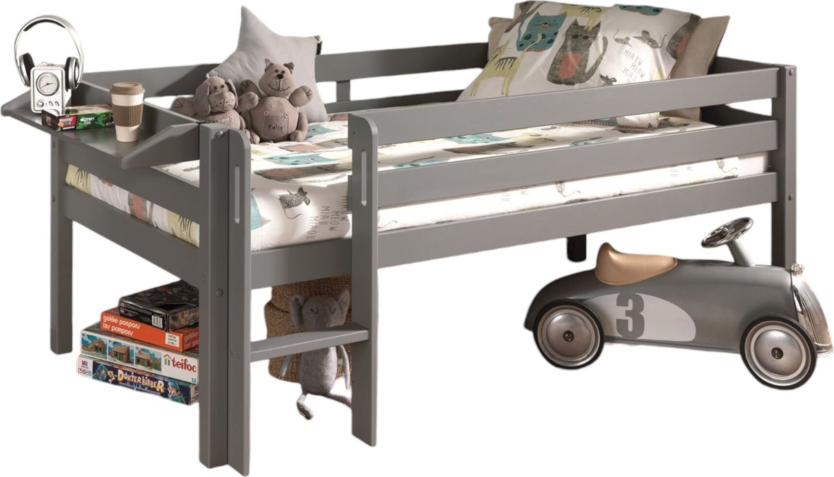 Kojenbett Karolina 208x105x83 Kinderbett Massivholz Grau