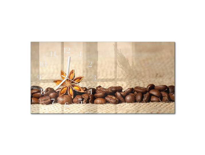 Tulup Wanduhr 60x30 cm - Blumen, Braun, Glas, Rechteckig, 60x30x0.4 cm, Dekoration, Uhren, Wanduhren