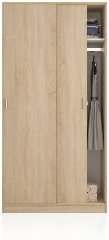 duehome Armario de puertas correderas y gran almacenamiento 100x200 cm roble