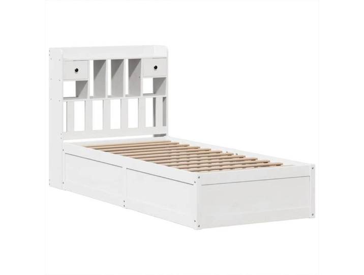 Cadre de lit - - 90x190 cm - blanc - bois de pin massif - Sans matelas - Tête de lit - Lit simple - Tiroirs de rangement 1445