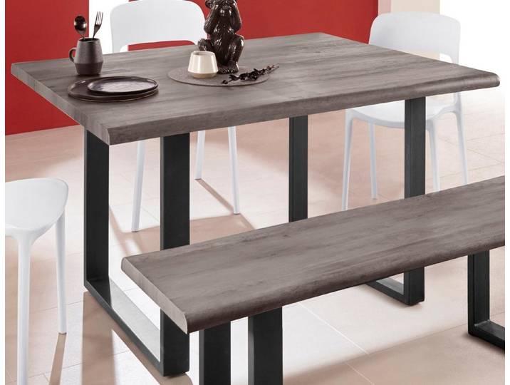 loft24 Esstisch Sinclair - Esszimmertisch Küchentisch Tisch Holztisch, rechteckige Tischplatte, Kufengestell Metall, Breite 120 cm