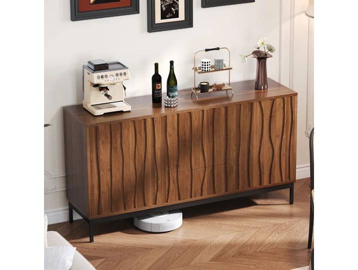 Buffet avec 3 tiroirs – Ample espace de rangement, organiser les vaisselle, les collations et les articles quotidiens, une armoire de rangement élégante pour la décoration de la maison
