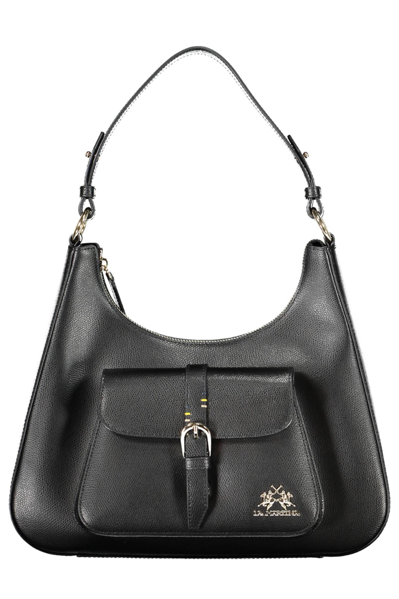 La Martina Dames Zwarte Leren Handtas