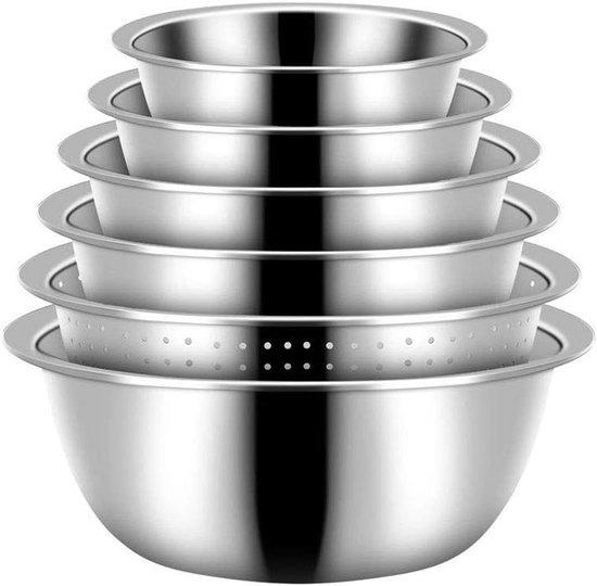 Edelstahl Mischschüsseln Set - Küchenwaagen - Zubereitung Kochen - Stapelbare Anti-Rest - 6 Delicious - Silber