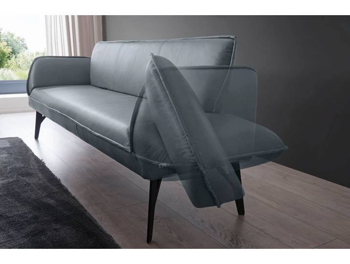 Polsterbank, 238x66 cm, Nappaleder, Blau, Verstellbar, Elegant, K+W-Polstermöbel