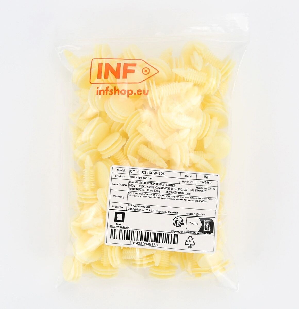 INF 100 Stk. Weiße Nylon-Türverkleidungsclips kompatibel mit Buick
