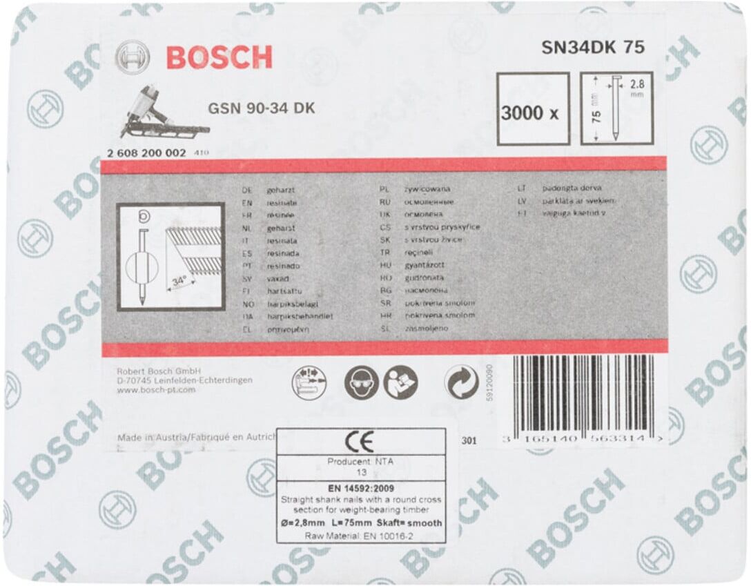 Bosch D-Kopf Streifennagel SN34DK 75 2,8 mm 75 mm blank glatt (2608200002)