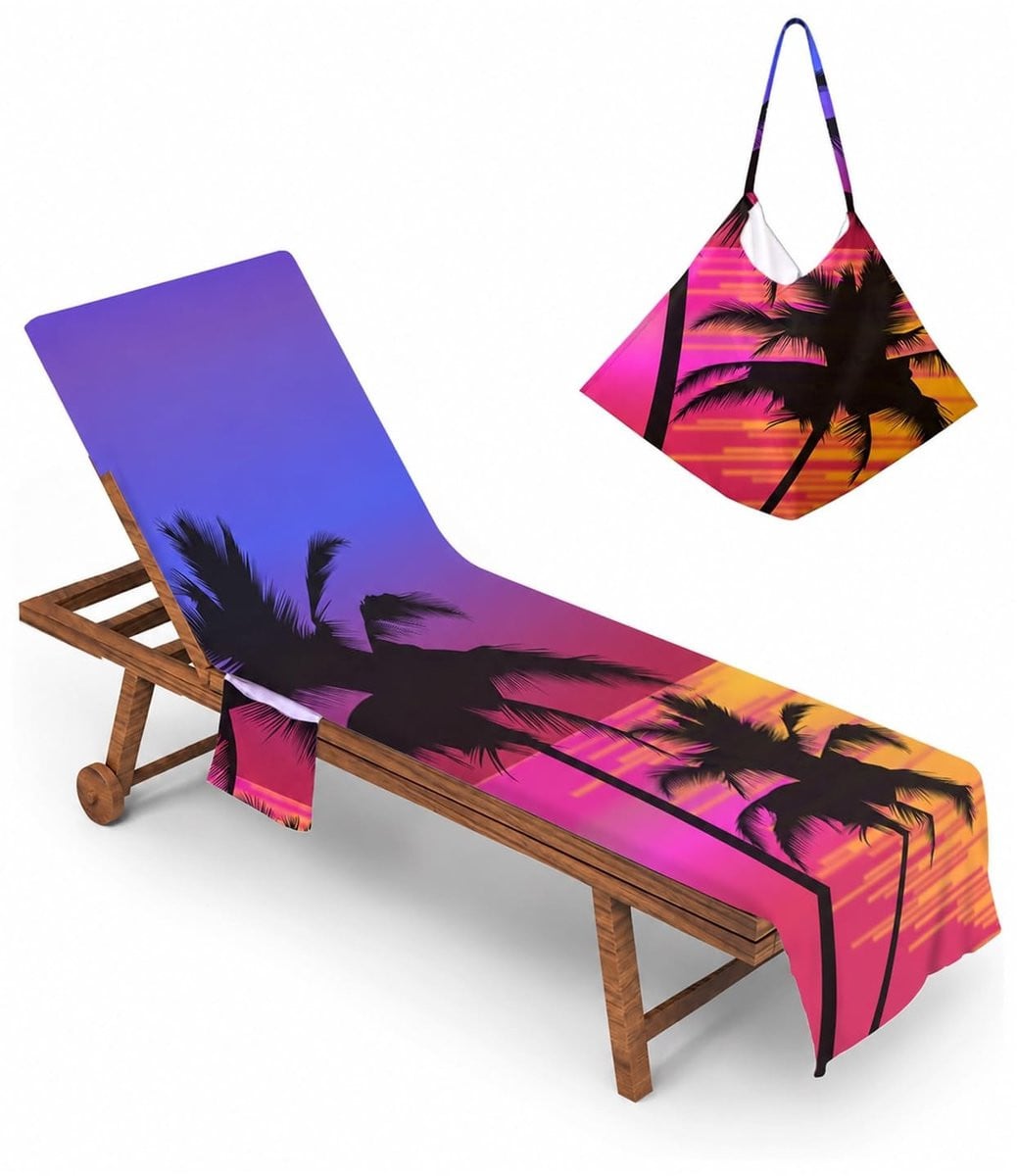 Omgoods Microfiber Strandlaken met Zak voor Zonbed