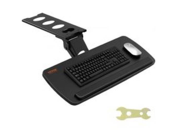 VEVOR Tastaturablage unter dem Schreibtisch Große 250 x 635 mm, Keyboardauszug 0-220 mm Höhe Einstellbar, Tastaturschubladen, Tastaturauszug für Büro, zu Hause usw.