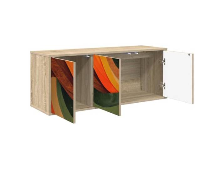 PUGYNBK Bonn TV-Schrank, Wandmontage, 102 x 33 x 40 cm Aufwändiges Holz, schwebendes Design, geräumige Fächer, dekoratives Muster, Reinigung mit trockenem Tuch