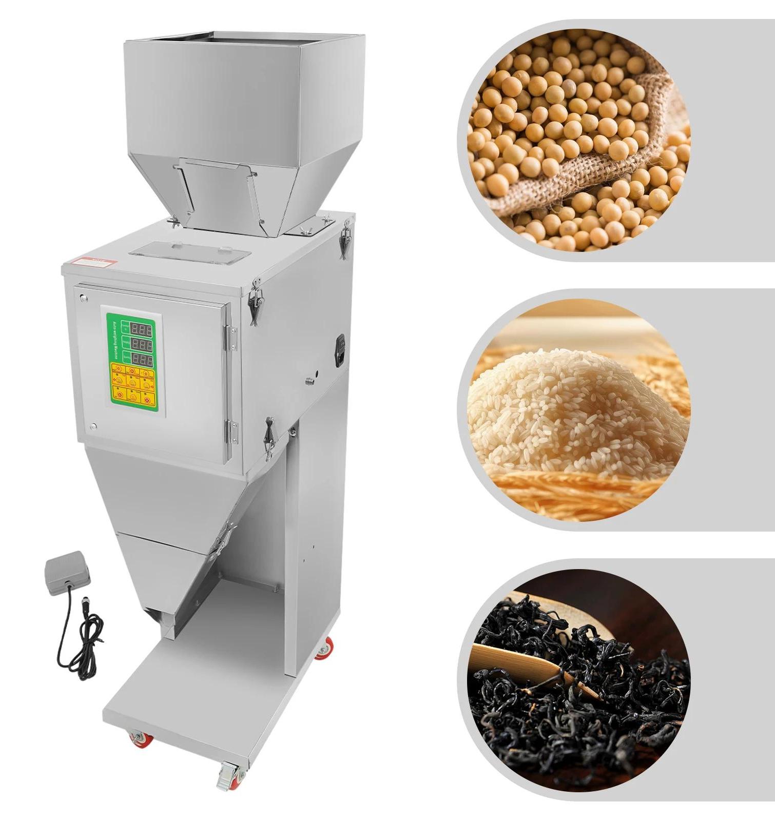 Automatische Abfüll- und Beutelversiegelungsmaschine - Vertikal für Granulat/Pulver - 10-999 g - 2 g Genauigkeit - 6-15 Beutel/Min - 35 kg Trichter - 201 Edelstahl - Weiß