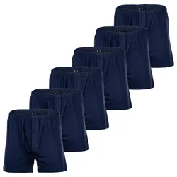 YOURBASICS Herren Jersey-Boxershorts, 6er Pack - Cotton, Eingriff mit Knopf, Muster, Multipack Blau / L