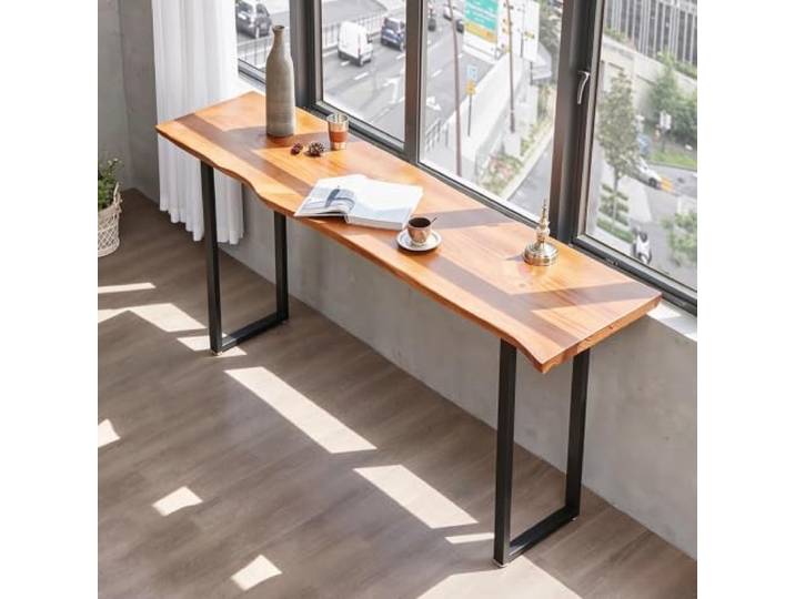 KXPSWGE Moderne Massivholz Bar Tisch; Enge, Counter-Höhe Außenbar Tisch Schmaler langer Esstisch, robuster Metallrahmen High Top Pub Tisch(200cm/78.7in)