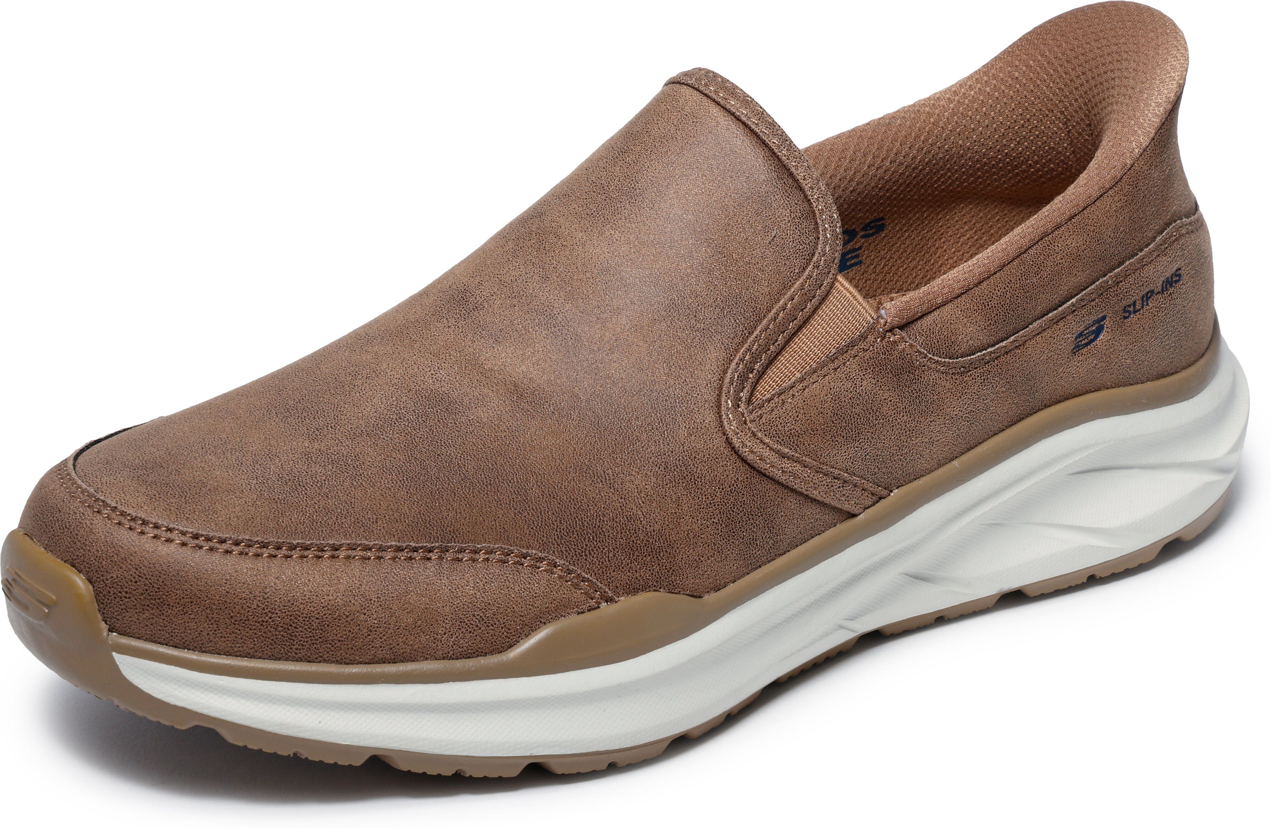 Slip-On Sneaker SKECHERS "EQUALIZER 6.0-ZORLO", Herren, Gr. 47,5, whiskey, Textil, Schuhe Slip-On Sneaker, Schlupfschuh, Halbschuh, Freizeitschuh, mit Memory Foam, Slip ins