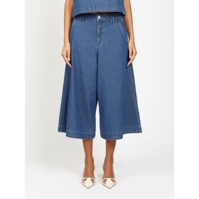 Culotte GANG "94SCALA CULOTTE", Damen, Gr. 28, Normalgrößen, blau (deep midblau), 100% Baumwolle, unifarben, relaxed fit 7/8-Länge, Hosen Culotte, mit Eingrifftaschen
