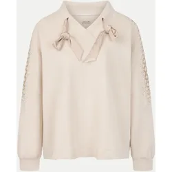 Oversize-Sweatshirt mit Hotfix-Steinen Beige 38