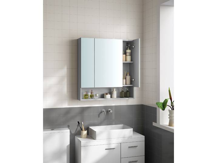 VASAGLE Badezimmerschrank mit 3 Türen, Spiegelschrank, Badschrank, offenes Fach, verstellbare Ablagen