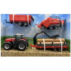 Bburago Diecast 1:43 Farmaland Massey Ferguson 8740s with accessories Ages 3+ 18-31703