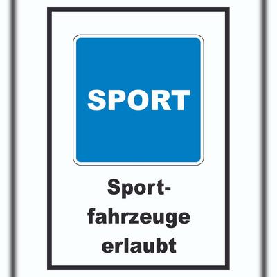 HB-Druck Sportfahrzeuge erlaubt Sportboote Symbol und Text A0 (841x1189mm)