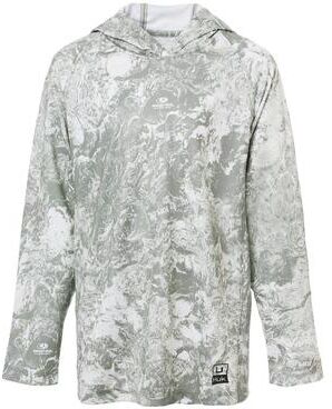 HUK H712L003 Youth Pursuit Mossy Oak Printed Hooded Long Sleeve T-Shirt in Seagrass size Small   Polyester