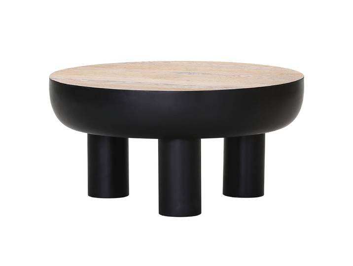 Table basse Torrud en bois - Modèle A Ø 70cm Noir/Noir