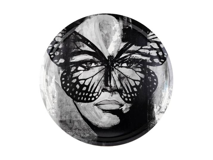Carolina Gynning Plateau Golden Butterfly Ø46 cm Black-white