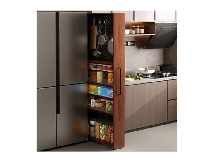 MJJRWF Platzsparender Ausziehbarer Schrank Für Die Küche Sehr Schmaler Ausziehbarer Schrank, Verstellbare Regale, Küche, Wäscherei(Style 1,15x50x185cm)