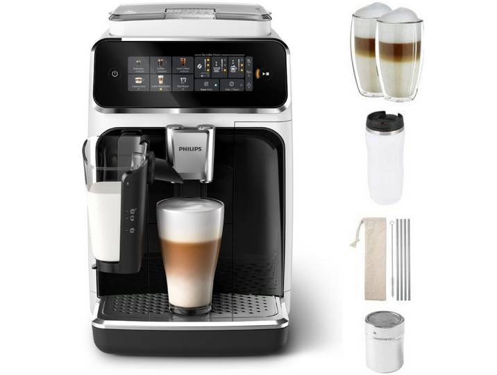 Philips Kaffeevollautomat EP3343/50 3300 Series, 6 Getränke (heiß oder eisgekühlt), LatteGo-Milchsystem, SilentBrew Technologie