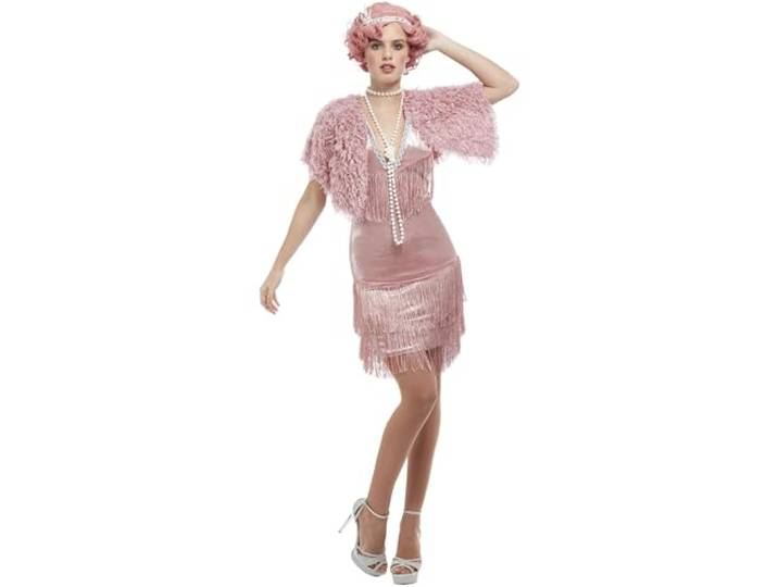Smiffys Deluxe jaren 20 vintage roze flapper kostuum