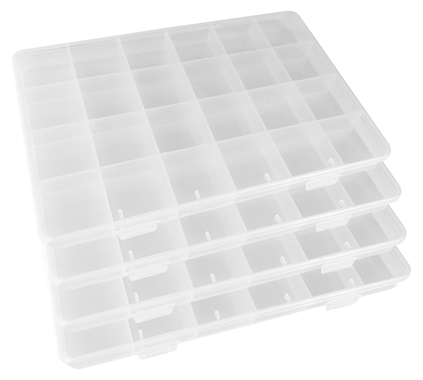 Dripio Set van 4 transparante plastic sorteerboxen met elk 24 vakken voor kleine onderdelen