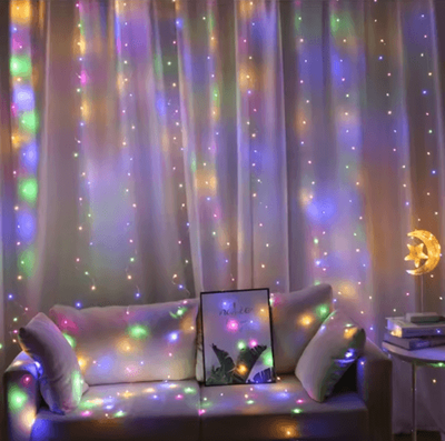 Inspire Picks LED Curtain Fairy Lights With Remote Festoon Garland Party Decor multicolor 6x2m