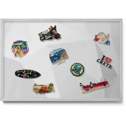 MAGNETTAFEL 60x40 cm Silberner Rahmen 3D Geometrischer Hintergrund