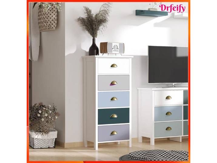 Chiffonnier / commode - AKOZON - 7866 - 5 tiroirs - MDF - Multicolore