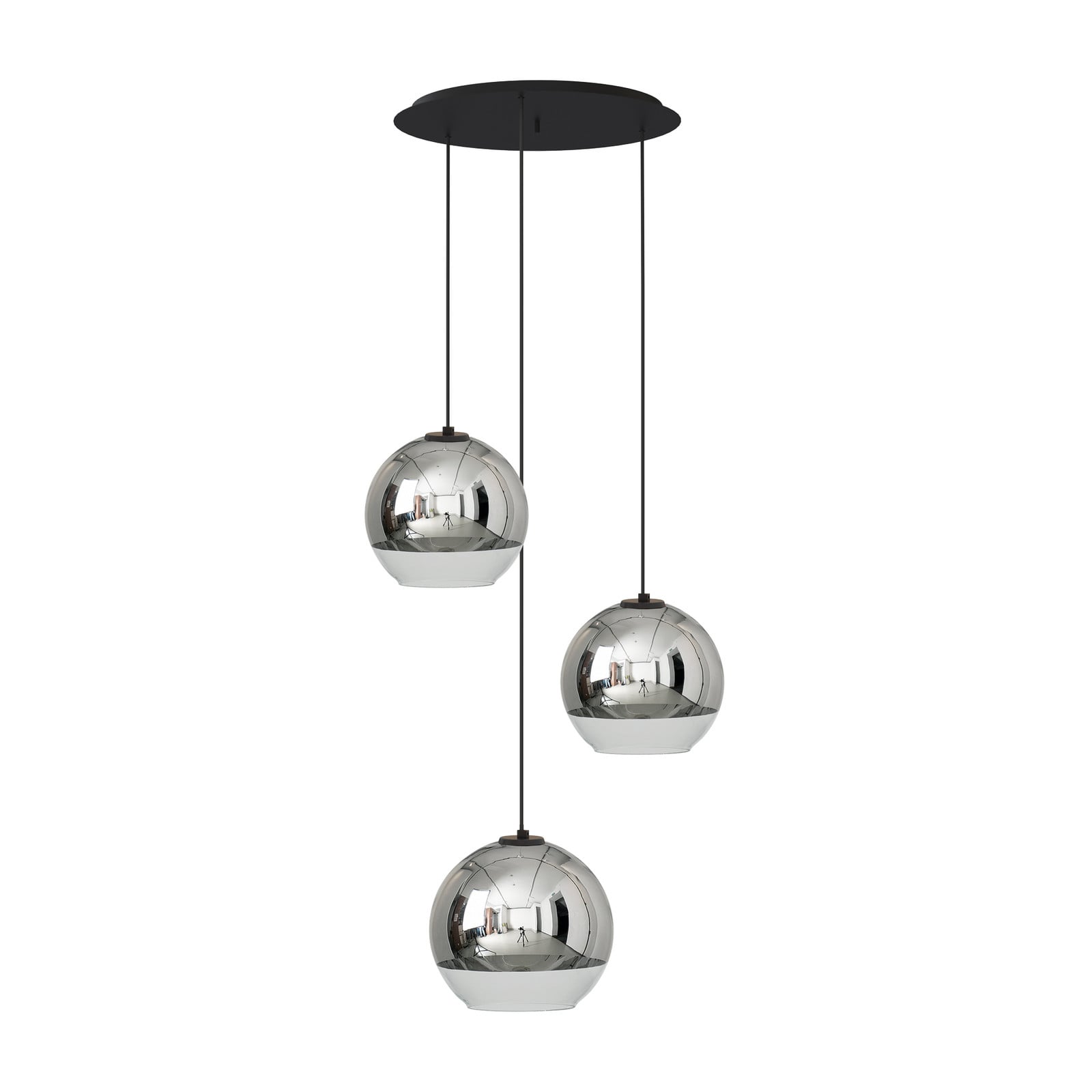 Lyora Globe Plus 3-lichts bol hanglamp verchroomd met transparant glas