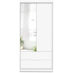 DREHTÜRENSCHRANK Madero mit Spiegel und 2 Schubladen, 103 cm, Weiß